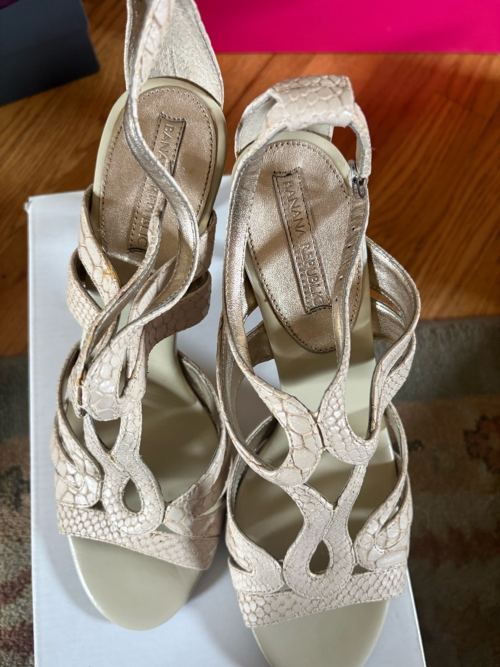 Banana Republic Nude Textured Strappy High Heels